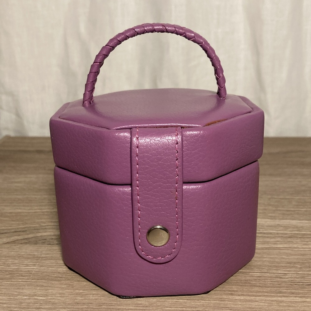 Guang Tong leather jewelry box Purple Hexagonal New no box - Picture 2 of 16